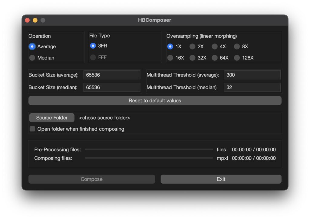 HBComposer, GUI version, sample screenshot.